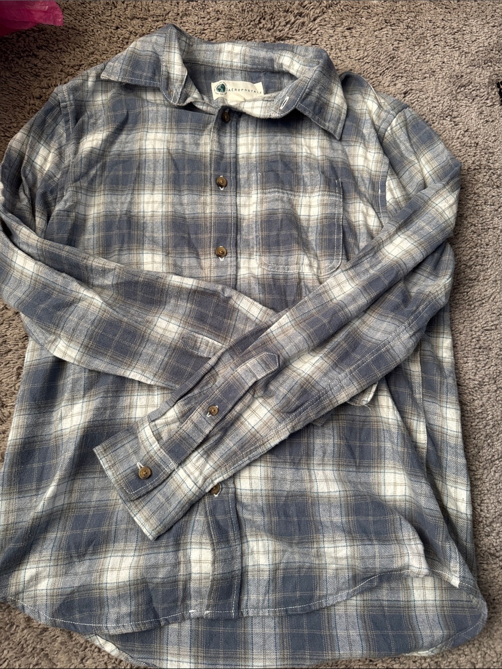 Woman’s Blue Plaid Button-Up Shirt